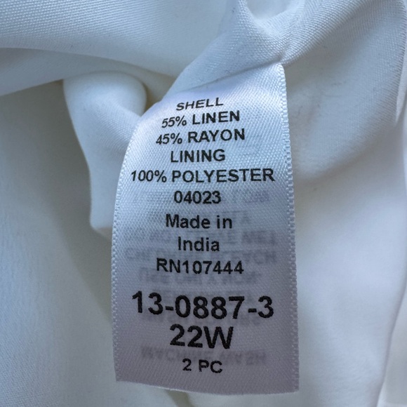 2-pc Women’s Jessica London Linen blend capris set While Size 22/20W - Picture 6 of 12